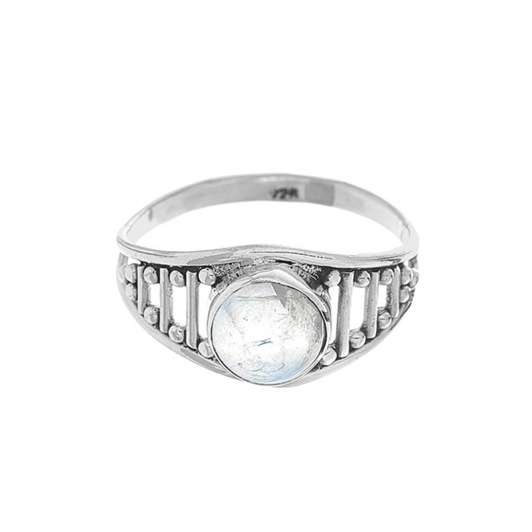 Anillo 'Laksmi' de Piedra de Luna - Plata de Ley - Mystical Tienda