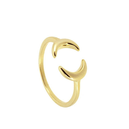 Anillo Luna Doble - Baño de Oro 18k - Mystical Tienda