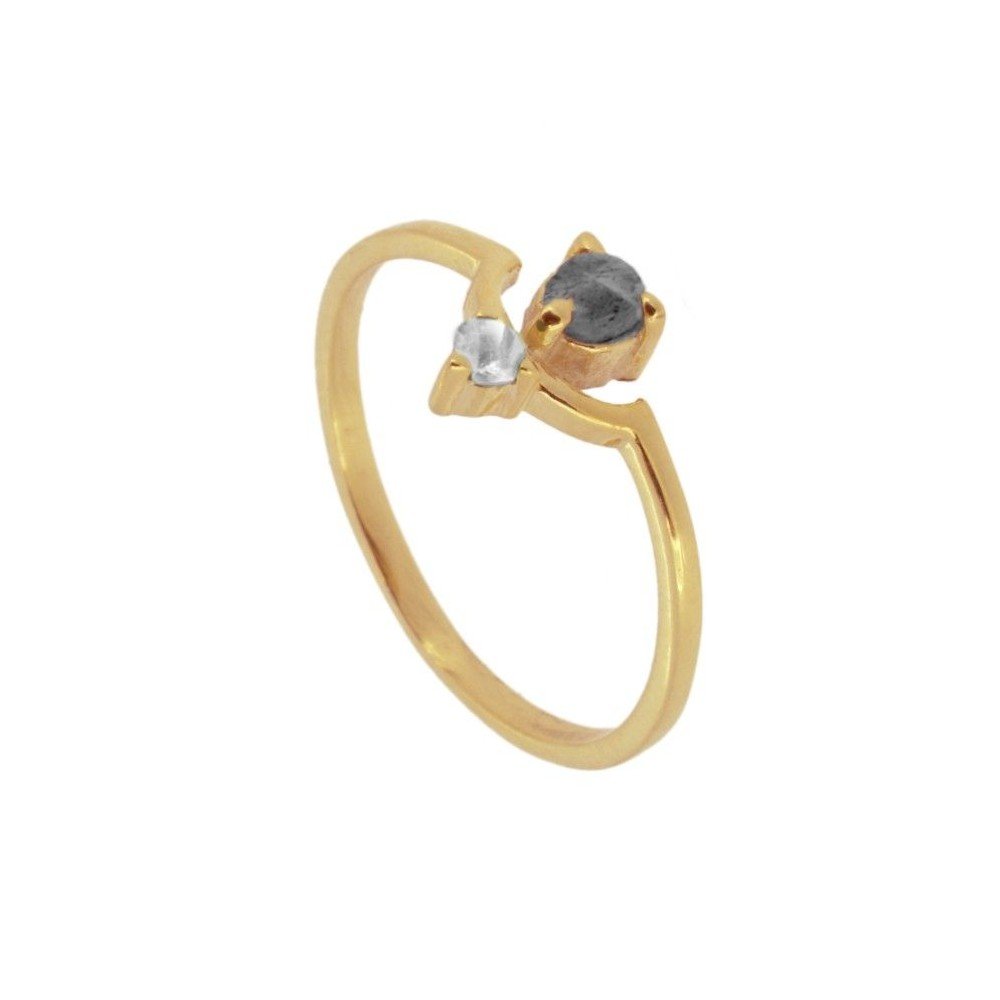 Anillo 'Margaret' de Labradorita y Piedra de Luna - Baño de Oro 18k - Mystical Tienda