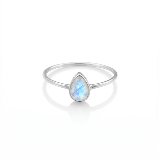 Anillo 'Mayari' de Piedra de Luna - Plata de Ley - Mystical Tienda