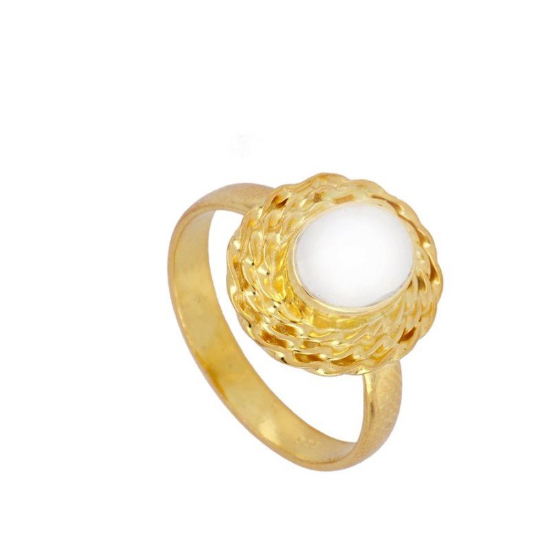 Anillo 'Moonlight' de Piedra de Luna - Baño de Oro 18 k - Mystical Tienda