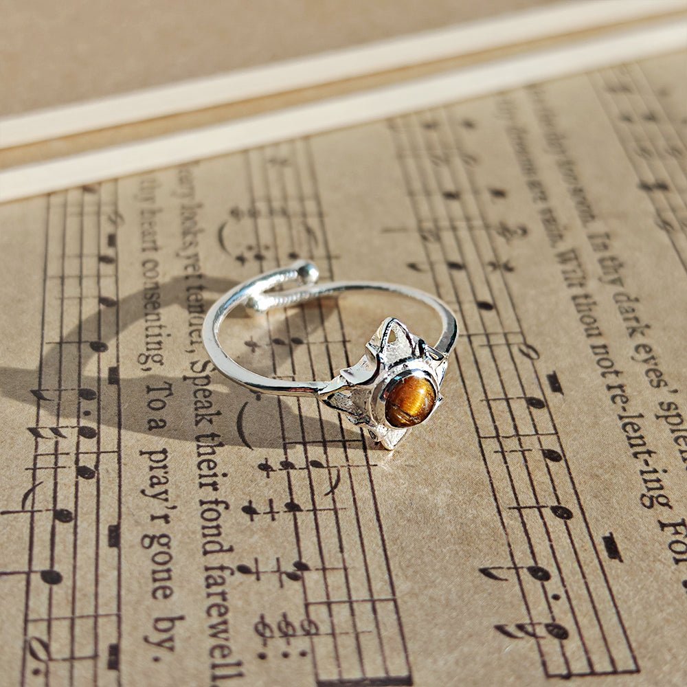 Anillo Nudo de Bruja "Wicca" con Ojo de Tigre - Plata de Ley 925 - Mystical Tienda