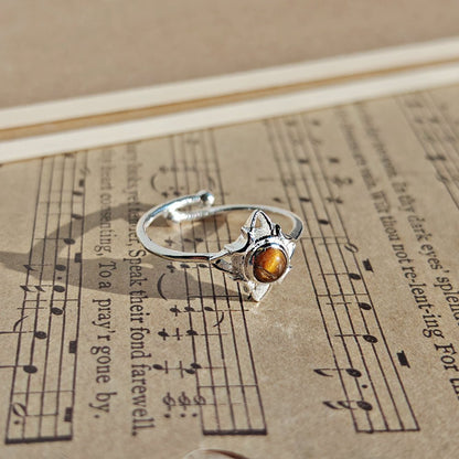 Anillo Nudo de Bruja "Wicca" con Ojo de Tigre - Plata de Ley 925 - Mystical Tienda