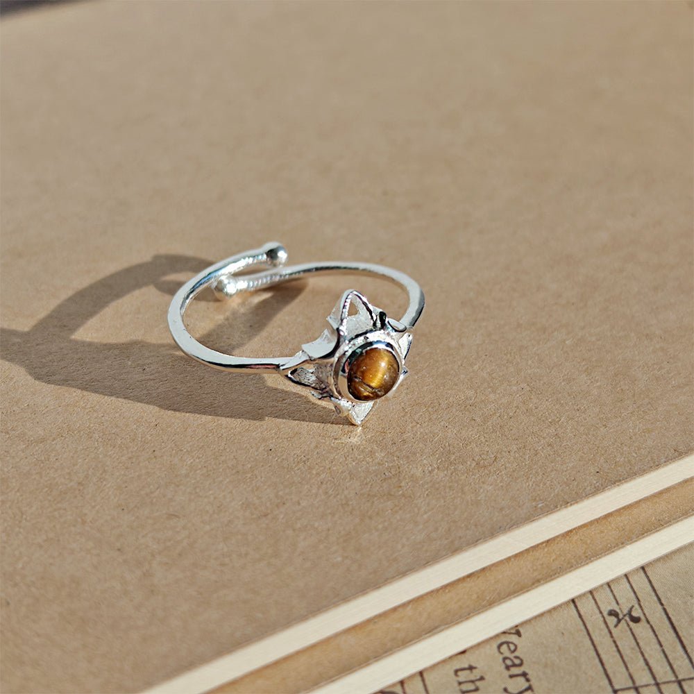 Anillo Nudo de Bruja "Wicca" con Ojo de Tigre - Plata de Ley 925 - Mystical Tienda
