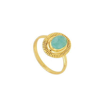 Anillo 'Ovale' de Amazonita - Baño de Oro 18k - Mystical Tienda