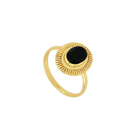 Anillo 'Ovale' de Espinela - Baño de Oro 18k - Mystical Tienda