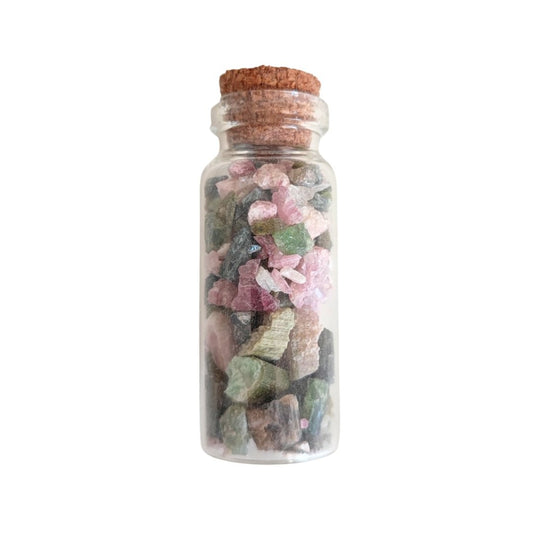 Botella Chips de Turmalina Rosa y Verde - Mystical Tienda