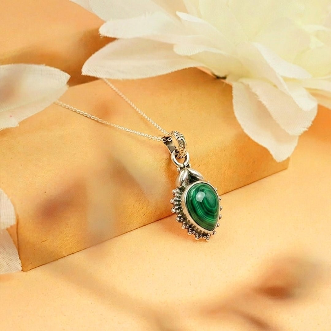 Colgante Agra Malaquita y Plata de Ley 925 - Mystical Tienda