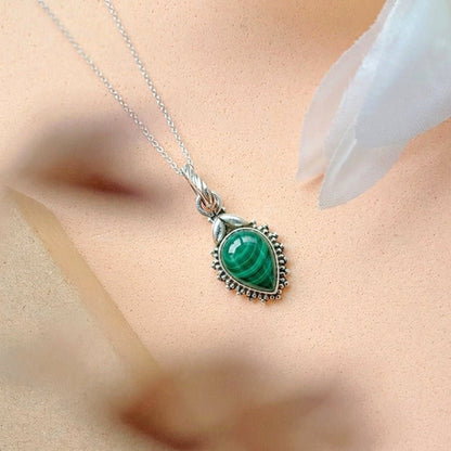 Colgante Agra Malaquita y Plata de Ley 925 - Mystical Tienda