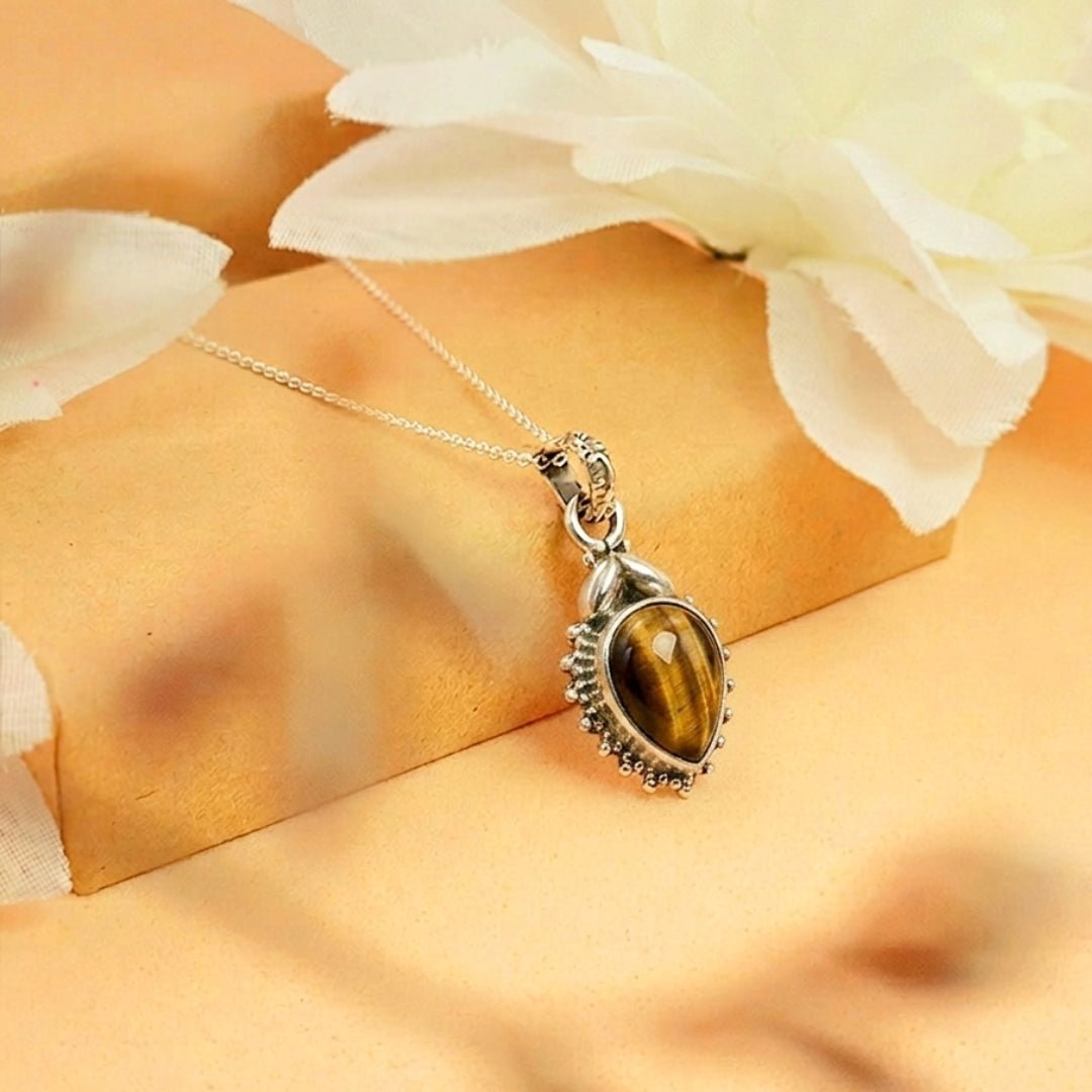 Colgante Agra Ojo de Tigre y Plata de Ley 925 - Mystical Tienda