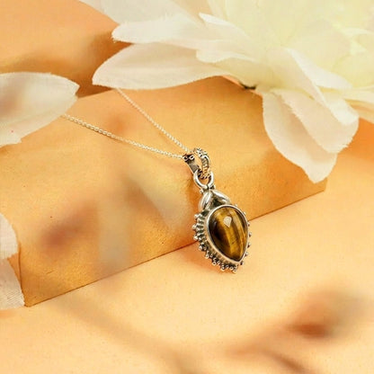 Colgante Agra Ojo de Tigre y Plata de Ley 925 - Mystical Tienda
