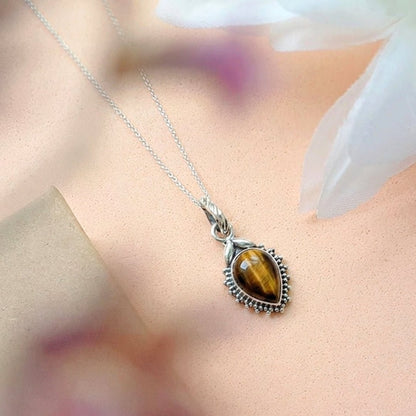 Colgante Agra Ojo de Tigre y Plata de Ley 925 - Mystical Tienda