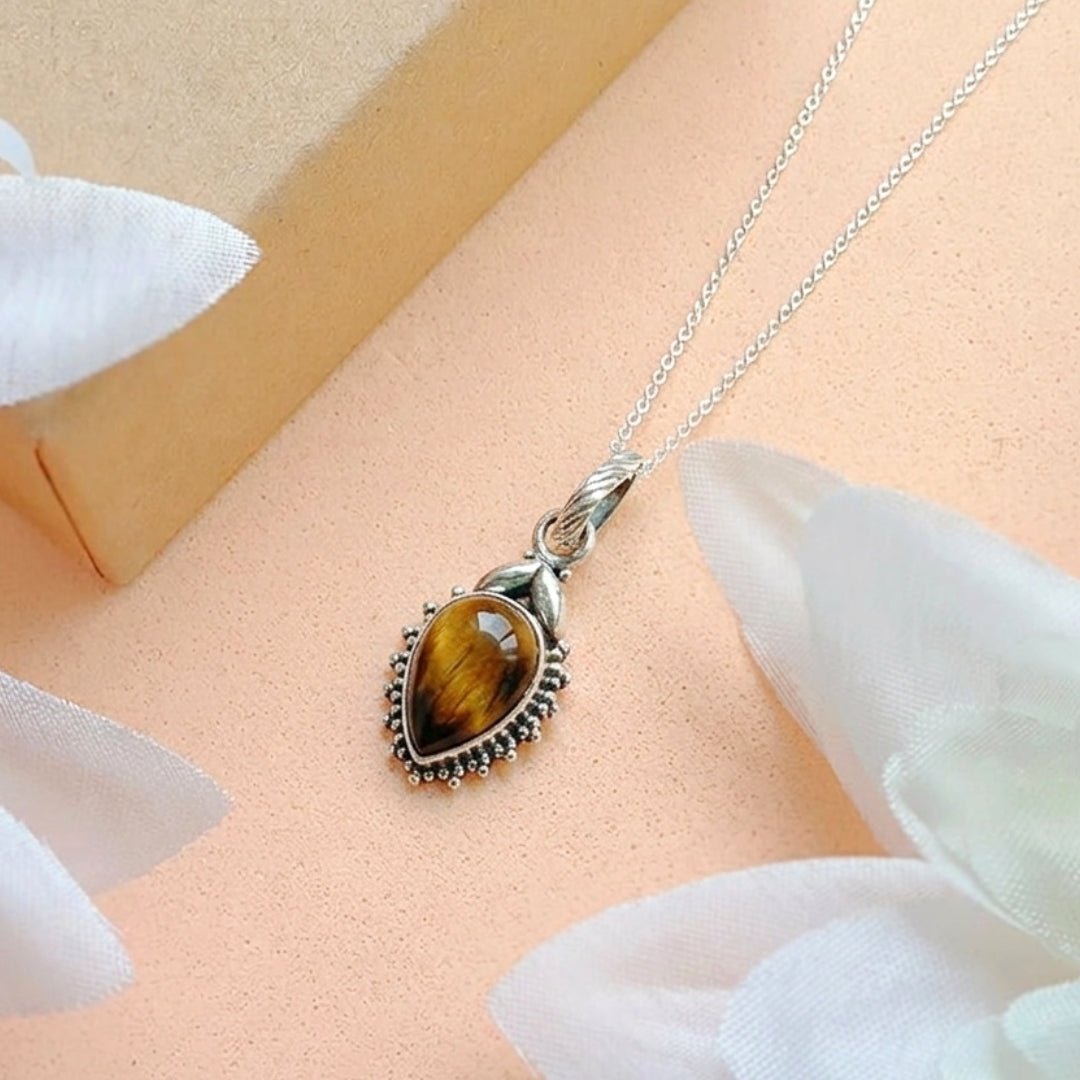 Colgante Agra Ojo de Tigre y Plata de Ley 925 - Mystical Tienda