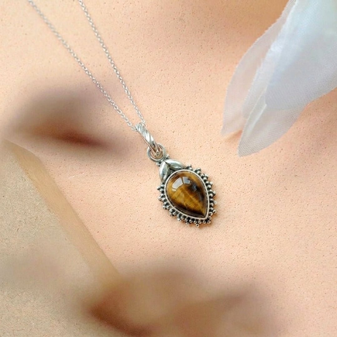 Colgante Agra Ojo de Tigre y Plata de Ley 925 - Mystical Tienda
