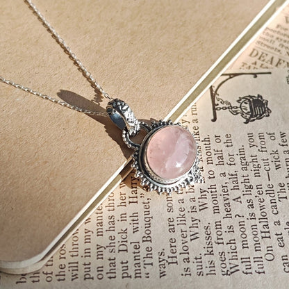 Colgante Amisha Cuarzo Rosa y Plata de Ley 925 - Mystical Tienda