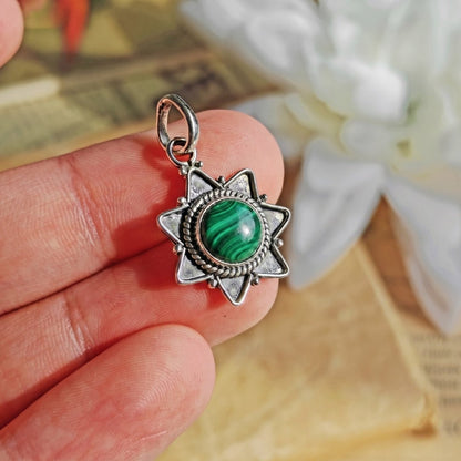 Colgante 'Astraea' Malaquita y Plata de Ley 925 - Mystical Tienda