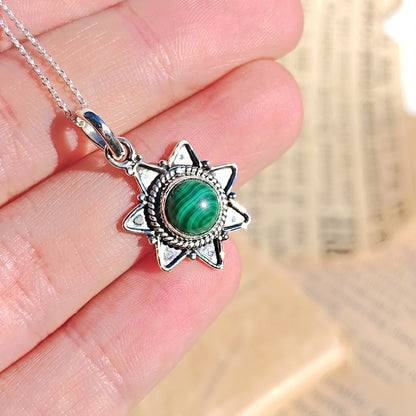 Colgante 'Astraea' Malaquita y Plata de Ley 925 - Mystical Tienda