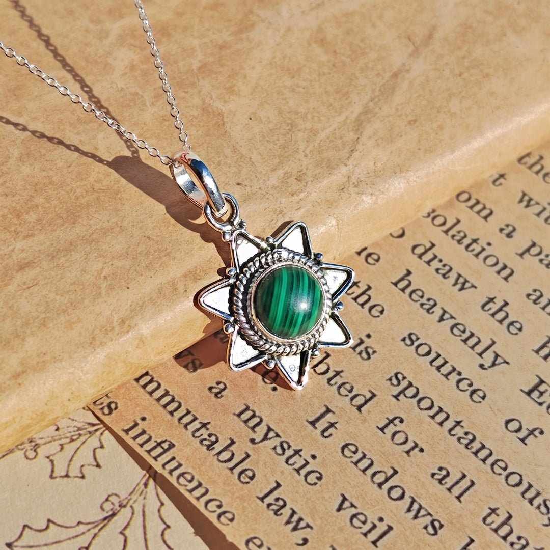 Colgante 'Astraea' Malaquita y Plata de Ley 925 - Mystical Tienda