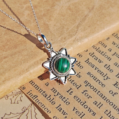 Colgante 'Astraea' Malaquita y Plata de Ley 925 - Mystical Tienda
