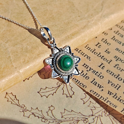 Colgante 'Astraea' Malaquita y Plata de Ley 925 - Mystical Tienda