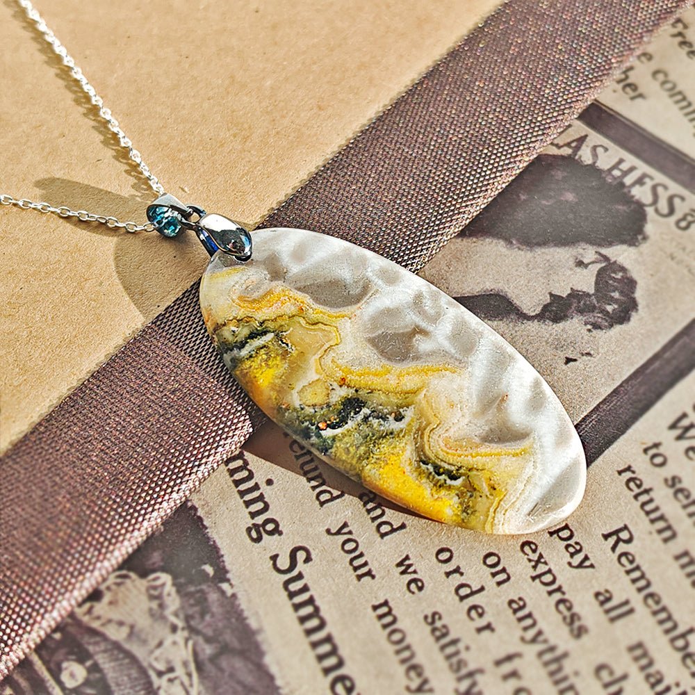 Colgante de Jaspe Abejorro con Engarce de Plata de Ley 925 - Mystical Tienda