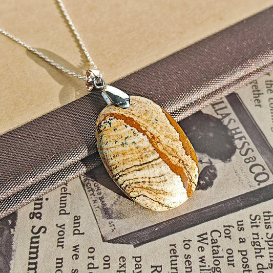 Colgante de Jaspe Paisaje con Engarce de Plata de Ley 925 - Mystical Tienda