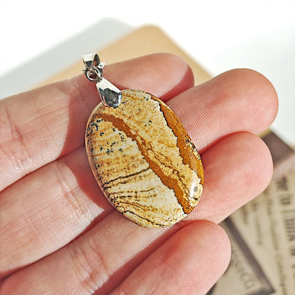 Colgante de Jaspe Paisaje con Engarce de Plata de Ley 925 - Mystical Tienda