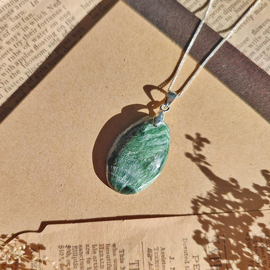 Colgante de Serafinita en Plata de Ley 925 - Mystical Tienda