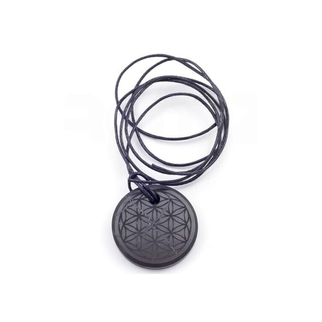 Colgante de Shungit con Flor de la Vida - Mystical Tienda