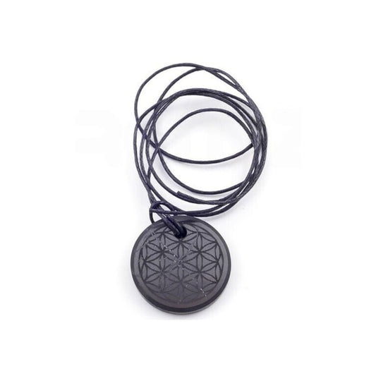 Colgante de Shungit con Flor de la Vida - Mystical Tienda
