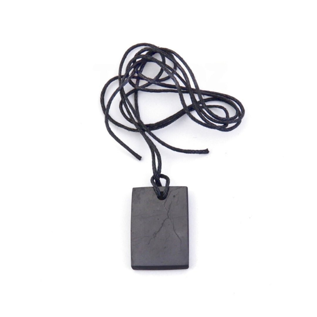 Colgante de Shungit o Shungita Rectángulo con Cordón - Mystical Tienda