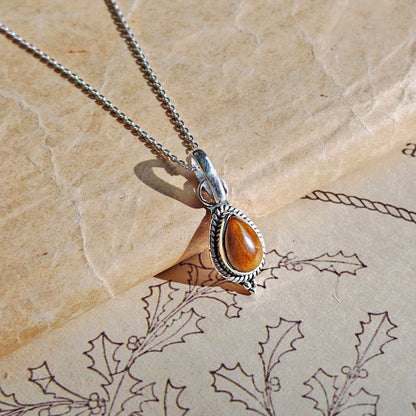 Colgante 'Dewi' Ojo de Tigre y Plata de Ley 925 - Mystical Tienda