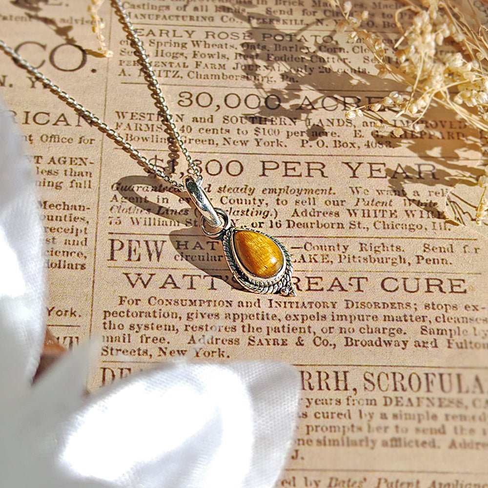 Colgante 'Dewi' Ojo de Tigre y Plata de Ley 925 - Mystical Tienda