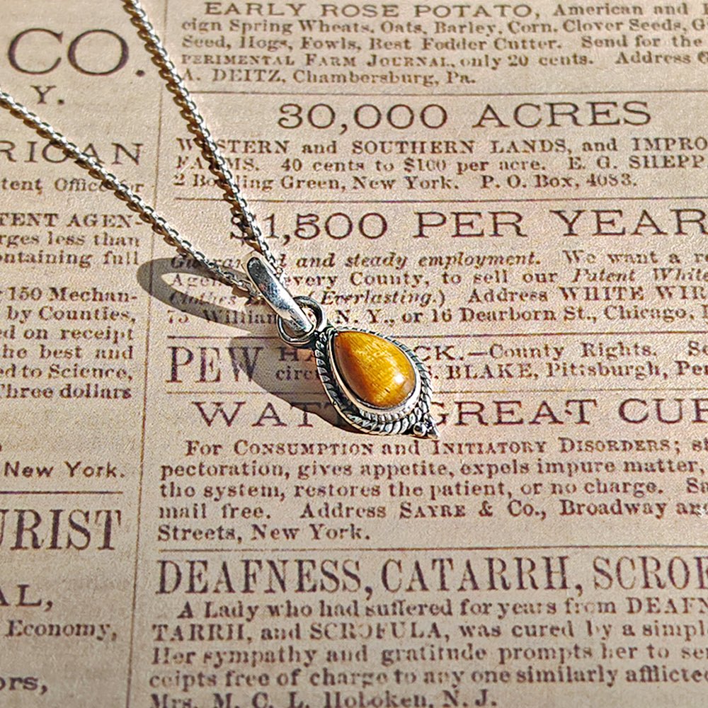 Colgante 'Dewi' Ojo de Tigre y Plata de Ley 925 - Mystical Tienda