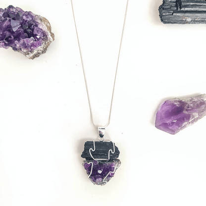 Colgante Doble Protector: Turmalina y Amatista - Mystical Tienda