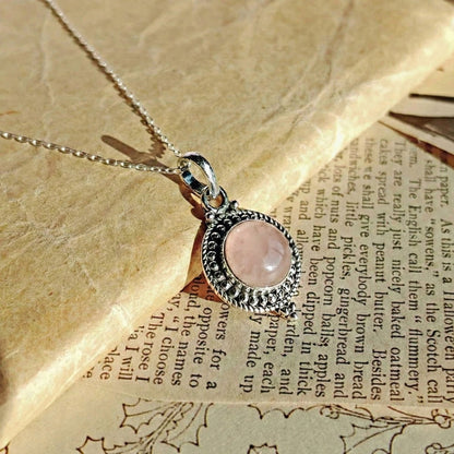 Colgante 'Eos' de Cuarzo rosa y Plata de Ley 925 - Mystical Tienda