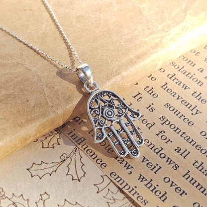 Colgante Mano de Fátima con Ojo Turco en Plata de Ley 925 - Modelo Filigrana - Mystical Tienda