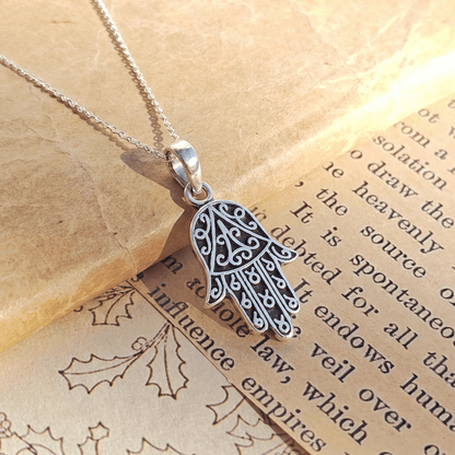 Colgante Mano de Fátima en Plata de Ley 925 - Modelo Black - Mystical Tienda