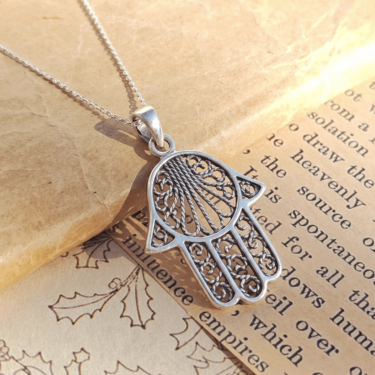 Colgante Mano de Fátima en Plata de Ley 925 - Modelo Filigrana - Mystical Tienda