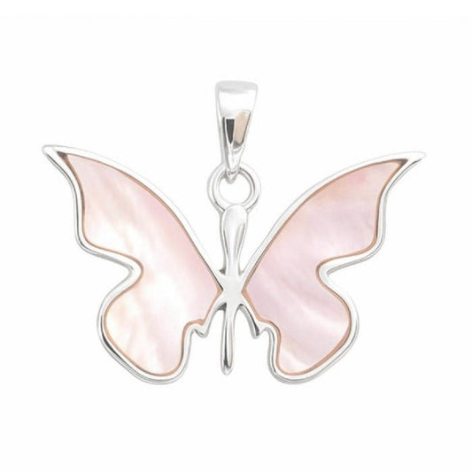 Colgante Mariposa Fairy Nácar Rosa - Plata de Ley 925 - Mystical Tienda