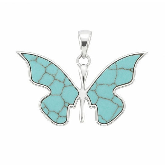 Colgante Mariposa Fairy Turquenita - Plata de Ley 925 - Mystical Tienda