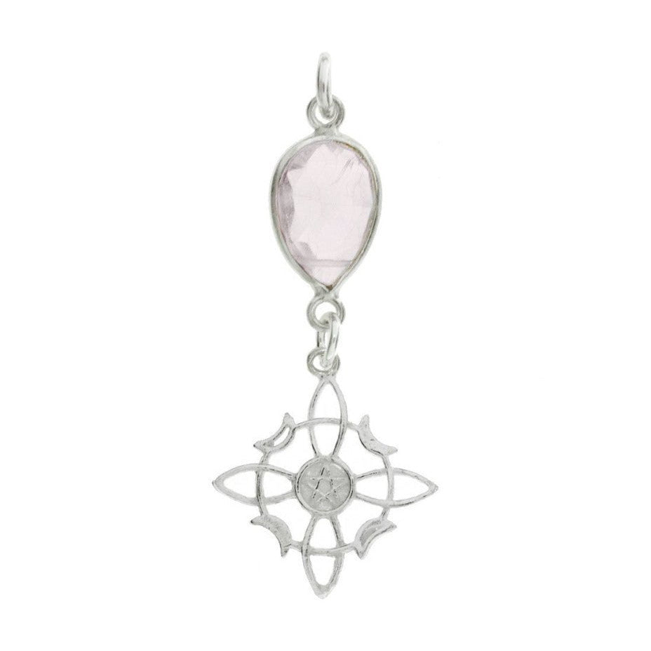 Colgante Nudo de Bruja & Cuarzo Rosa Facetado - Plata de Ley 925 - Mystical Tienda