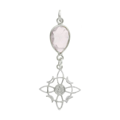Colgante Nudo de Bruja & Cuarzo Rosa Facetado - Plata de Ley 925 - Mystical Tienda