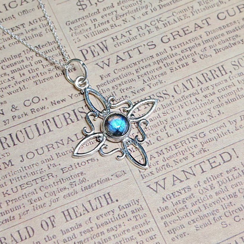 Colgante Nudo de Bruja en Plata de Ley 925 con Labradorita - Mystical Tienda