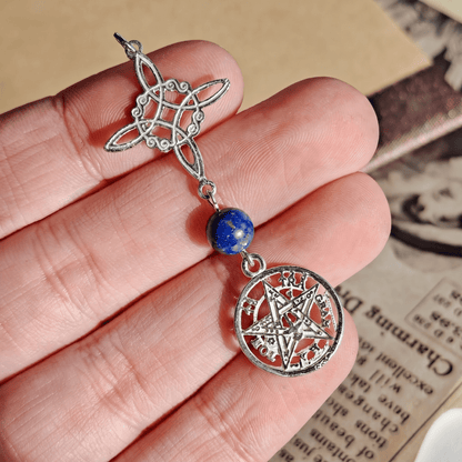 Colgante Nudo de Bruja & Tetragramaton con Bola de Lapislázuli S925 - Mystical Tienda