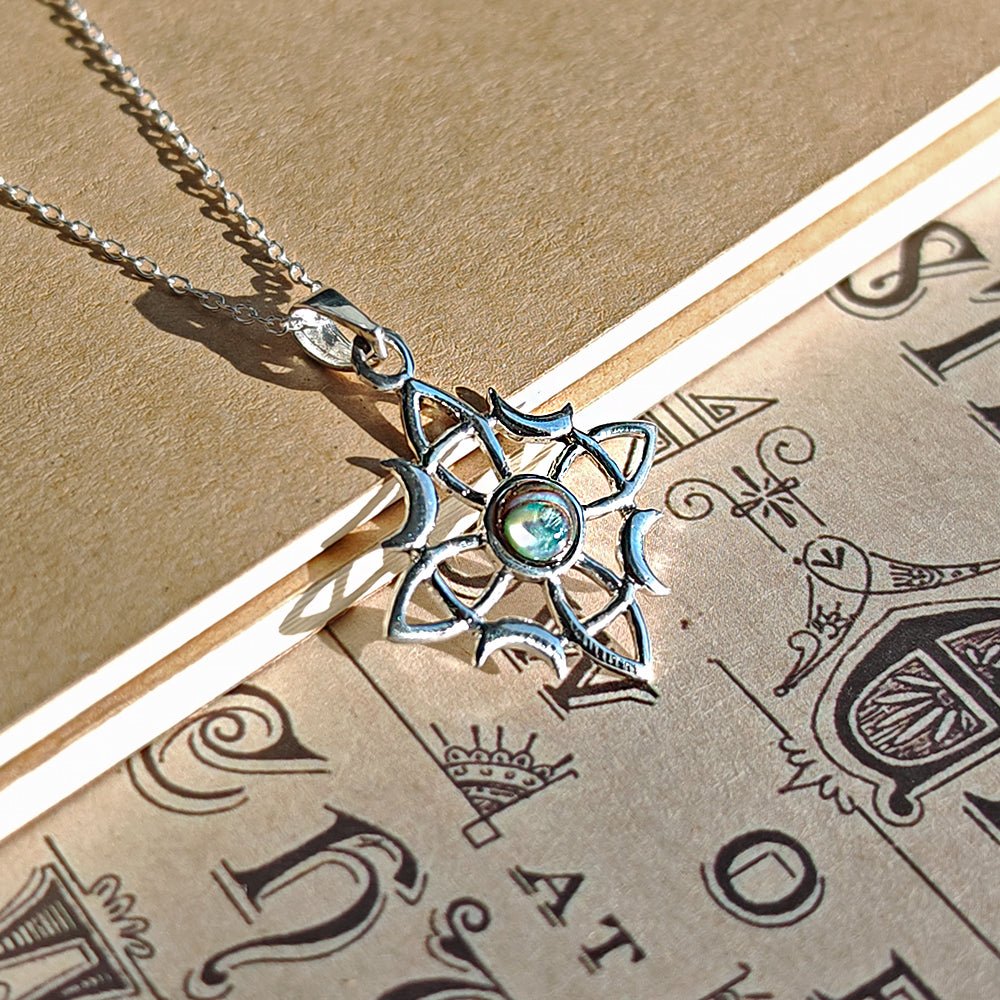 Colgante Nudo de Bruja Wicca con Abulón - Plata de Ley 925 - Mystical Tienda