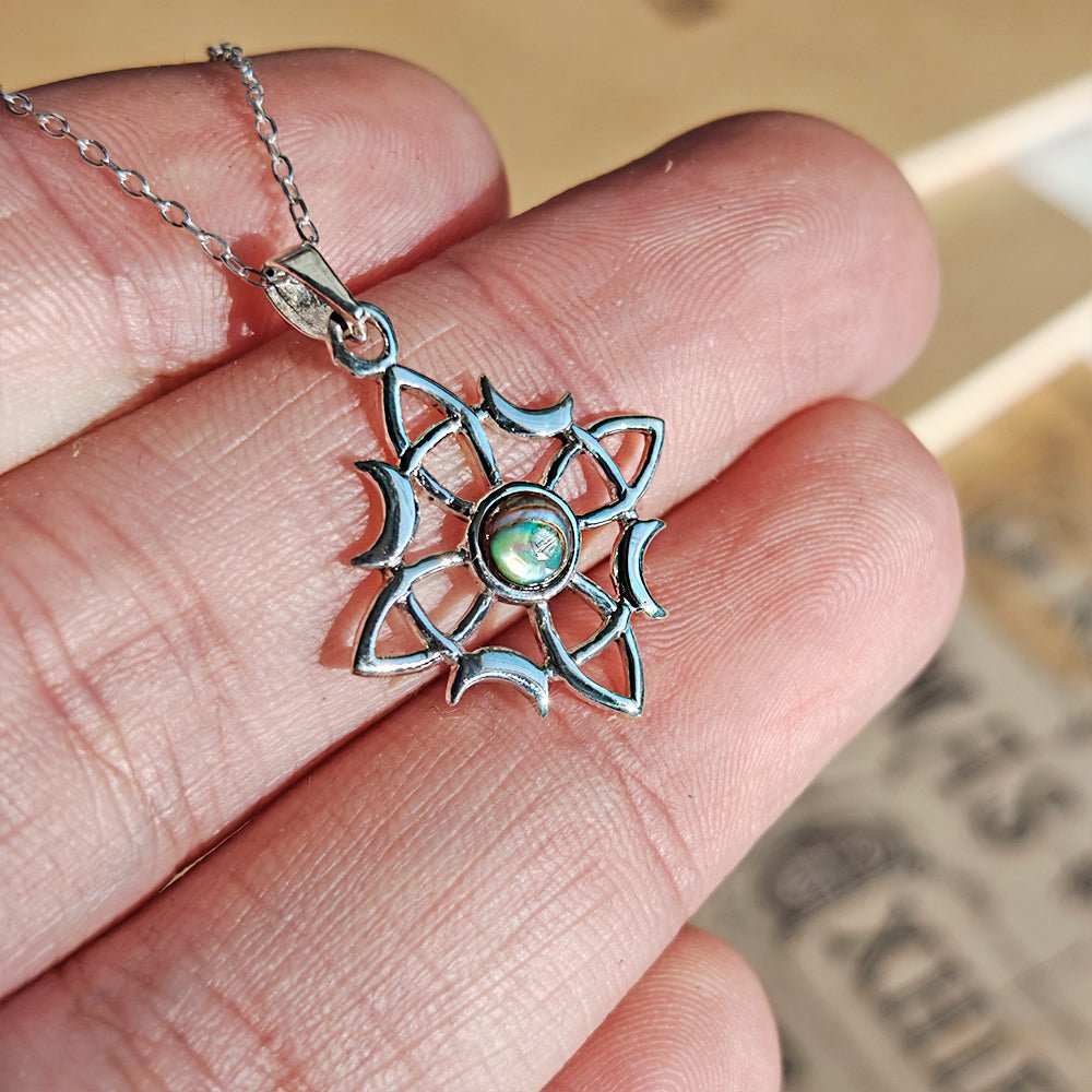 Colgante Nudo de Bruja Wicca con Abulón - Plata de Ley 925 - Mystical Tienda