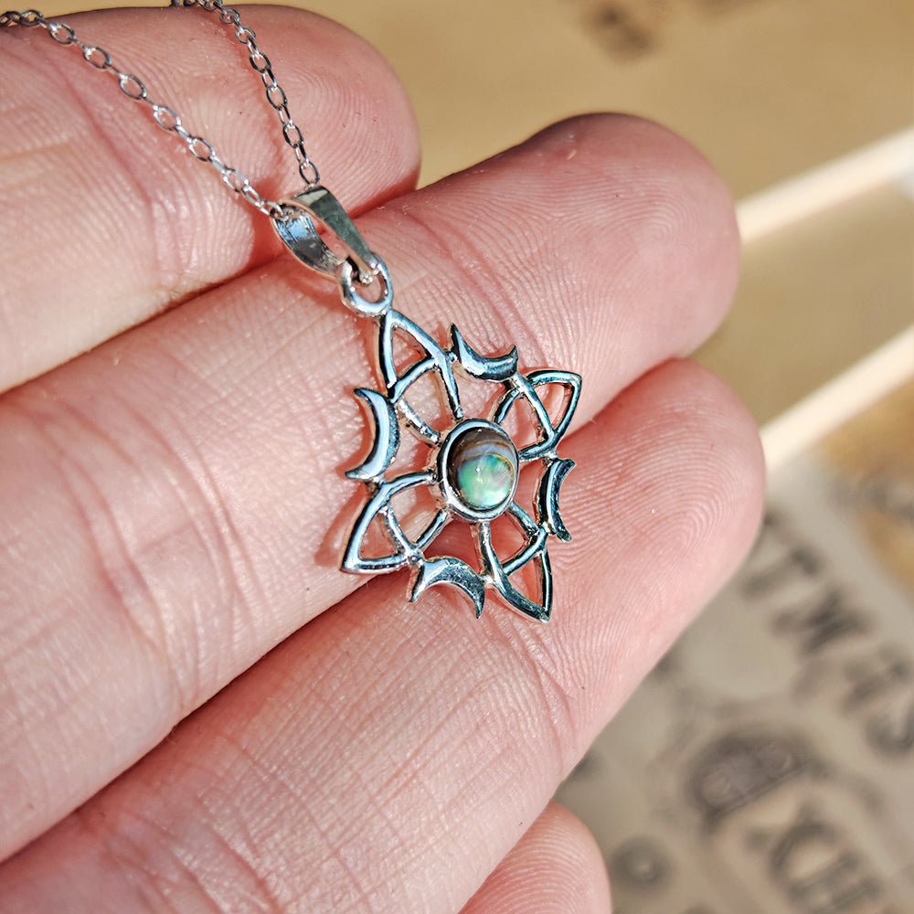 Colgante Nudo de Bruja Wicca con Abulón - Plata de Ley 925 - Mystical Tienda