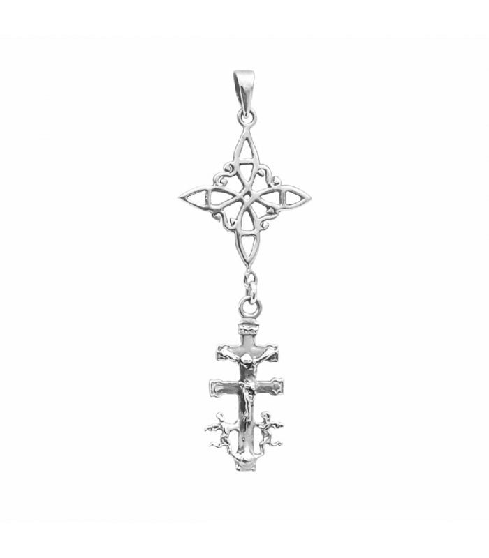 Colgante Nudo de Bruja y Cruz de Caravaca - Plata de Ley 925 - Mystical Tienda