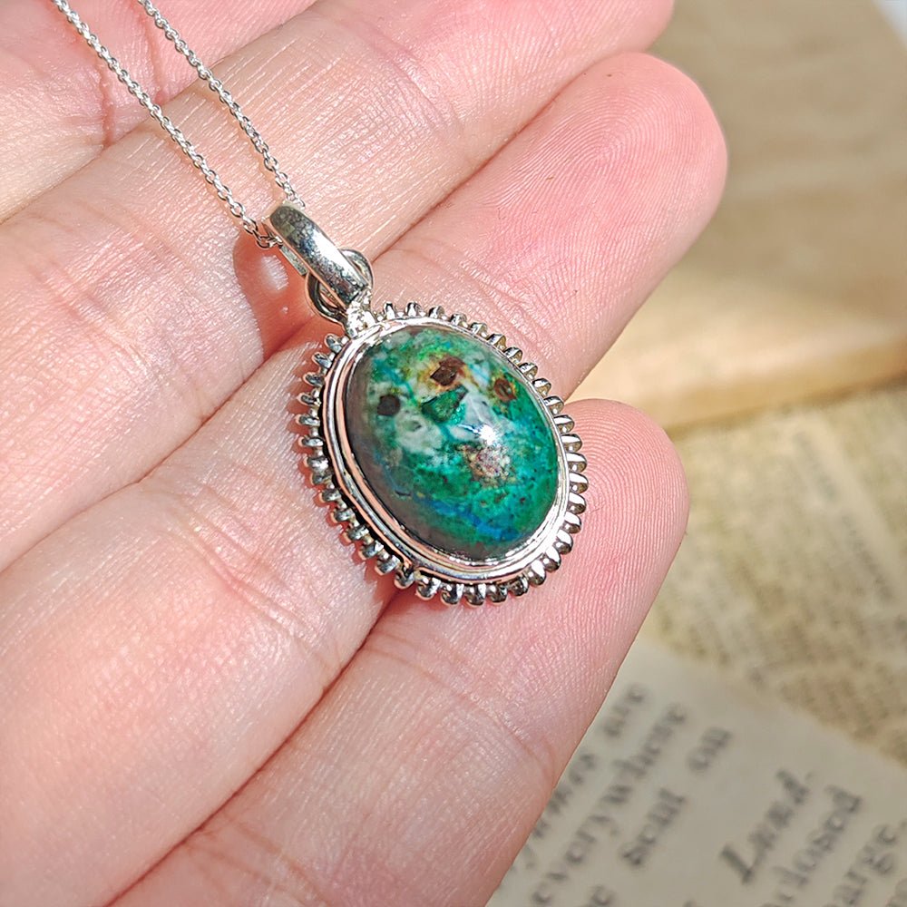 Colgante Óvalo de Crisocola y Plata de Ley 925 - Mystical Tienda